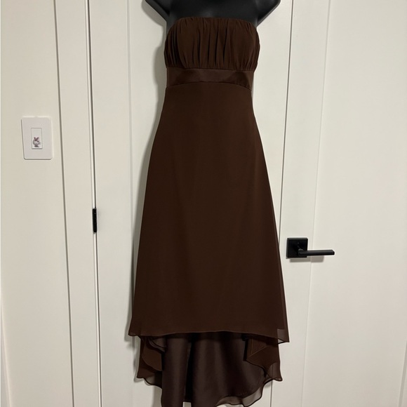 Alfred Angelo Y2K Chocolate Brown Formal Strapless High-low Event Dress Size 4 - Picture 1 of 8